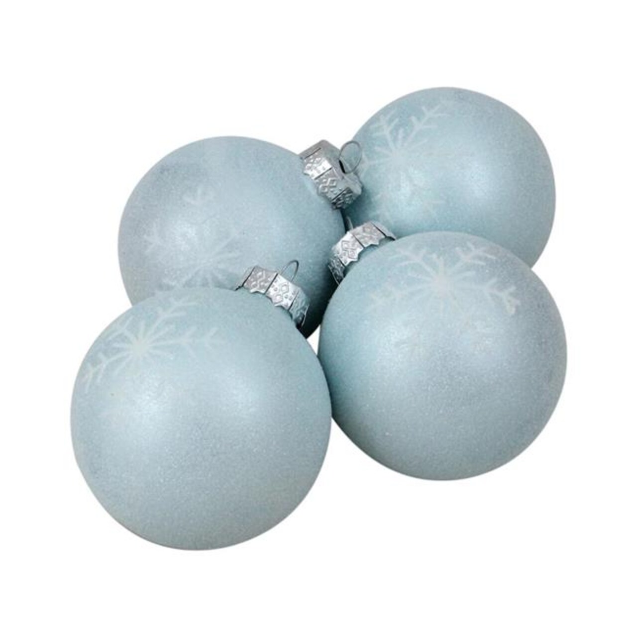 Northlight 32635934 4 Count Blue &#x26; White Snowflake Decorated Christmas Glass Ball Ornaments, 3 in.